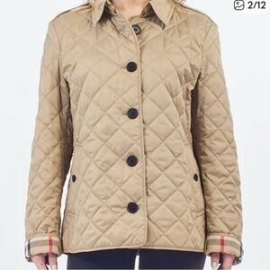 Burberry quilted short dress coat jacket small women’s tan red black white